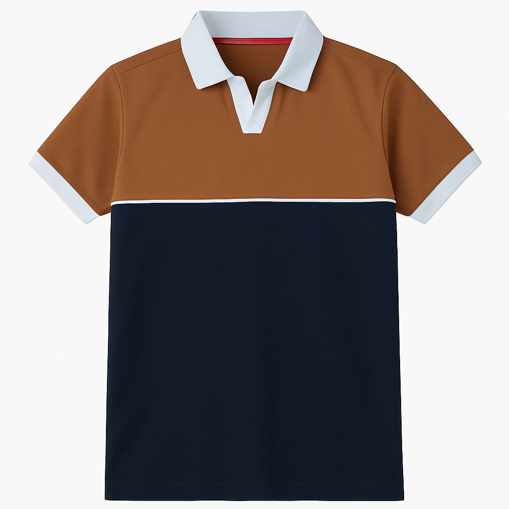 OLD MONEY NAVY/BROWN POLO SOFT COTTON (00017-ZF)
