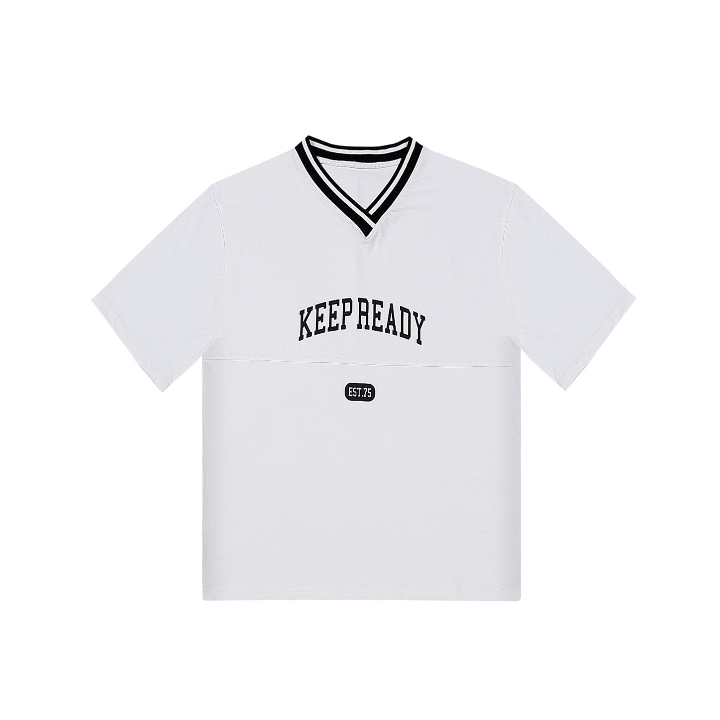 Men’s Drop Shoulder V-Neck white Tee (F-00011)
