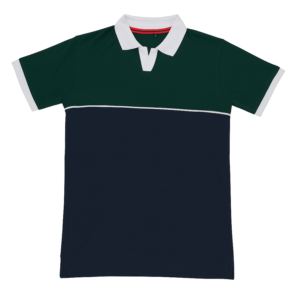 OLD MONEY NAVY/GREEN POLO SOFT COTTON (00018-ZF)