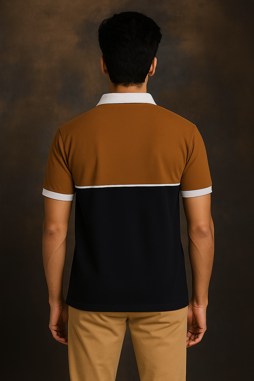 OLD MONEY NAVY/BROWN POLO SOFT COTTON (00017-ZF)