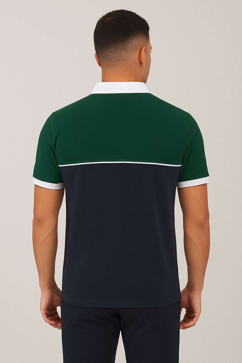 OLD MONEY NAVY/GREEN POLO SOFT COTTON (00018-ZF)