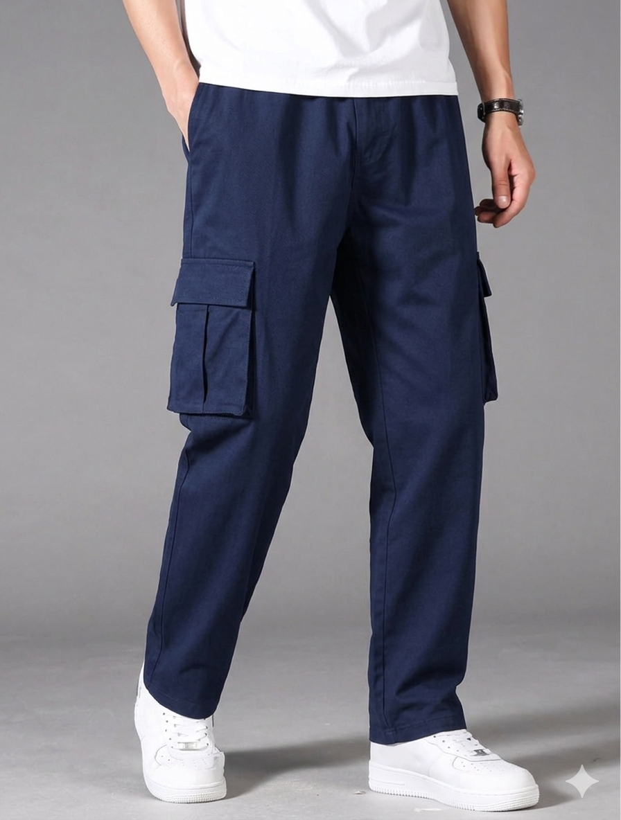ZF IMPORTED WOOVN TERRY CARGO TROUSER NAVY BLUE