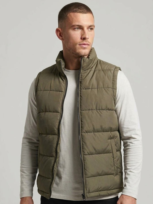 PREMIUM Men’s Half Sleeve Puffer Jacket ZF Simple Army Sage