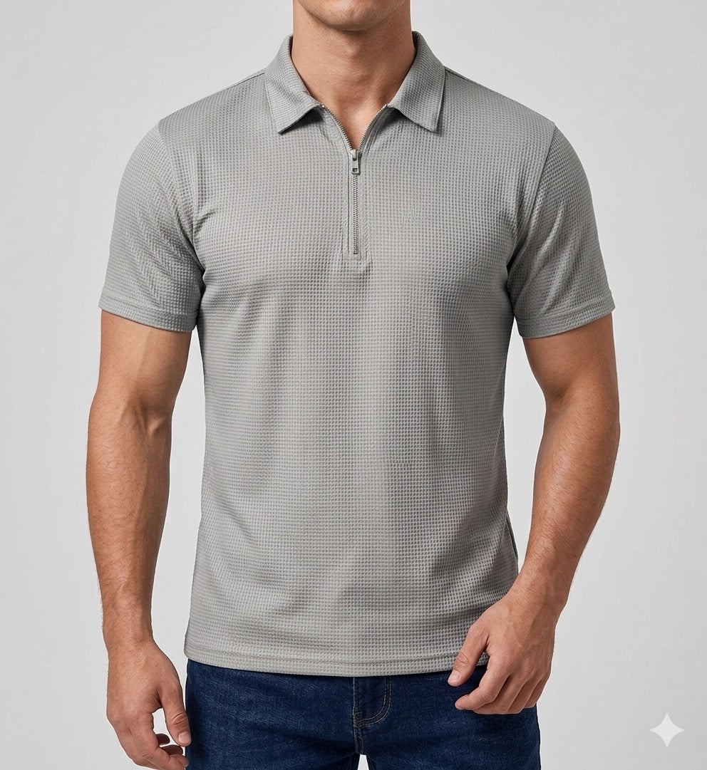 ZF Waffle knit Zipper SILVER GREY