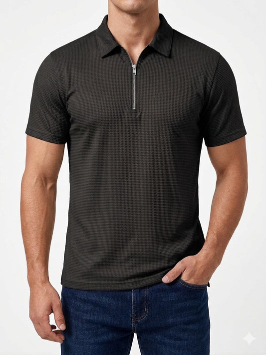 ZF Waffle knit Zipper BLACK