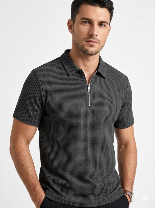 ZF Waffle Knit Zipper Dark Grey
