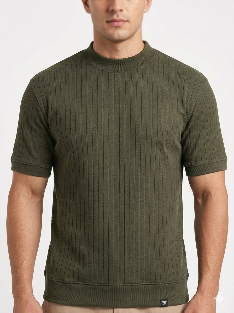 ZF DROP NIDDLE MOCK NECK SHIRT( Olive )