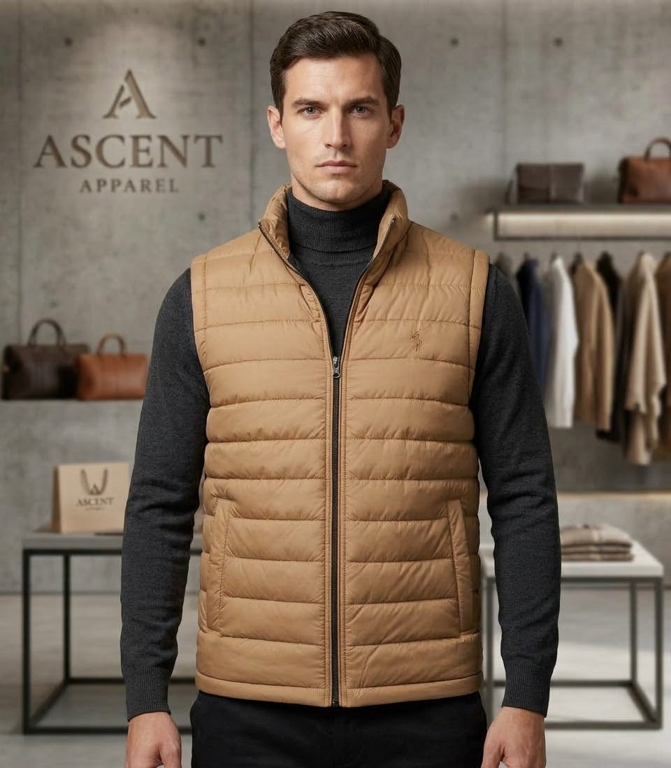 PREMIUM Men’s Half Sleeve Puffer Jacket ZF BEIGE Polo