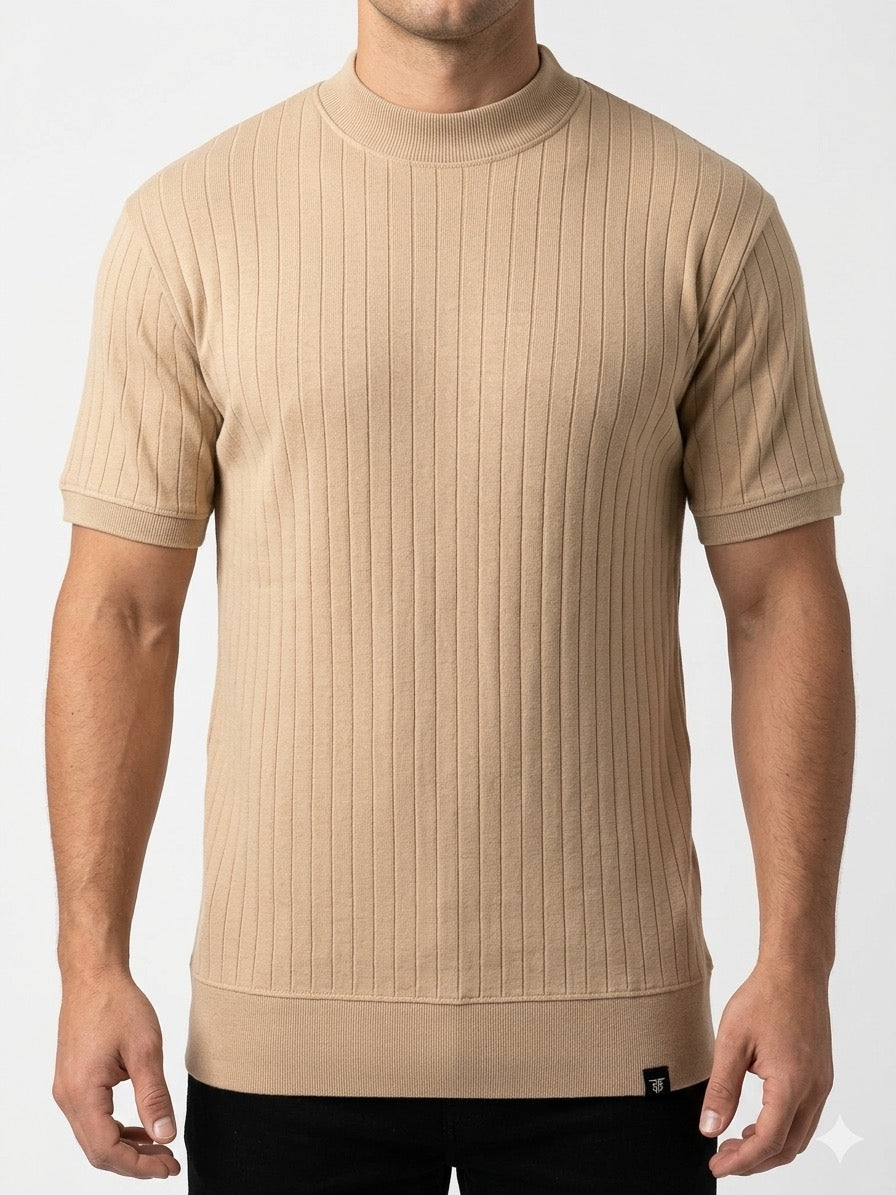 ZF DROP NIDDLE MOCK NECK SHIRT( Beige )