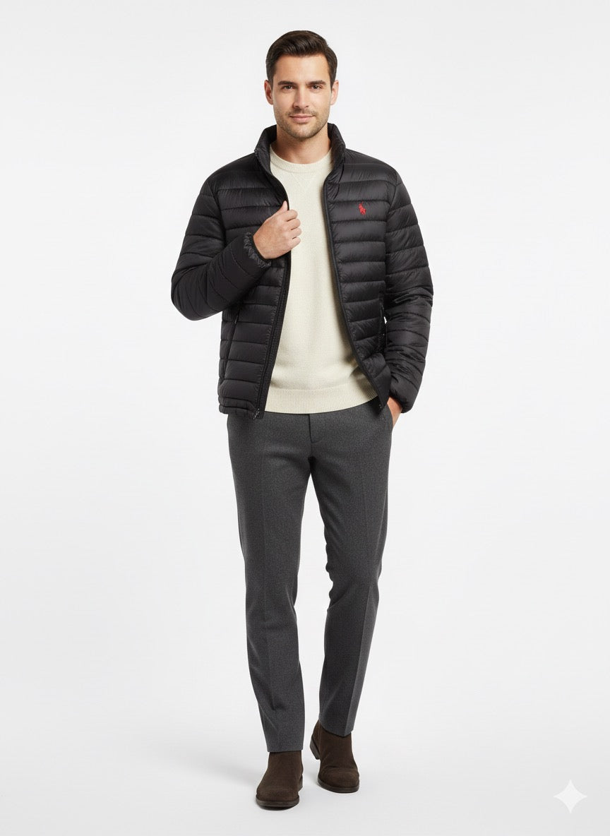 Men’s Full sleeve puffer jacket Black Polo