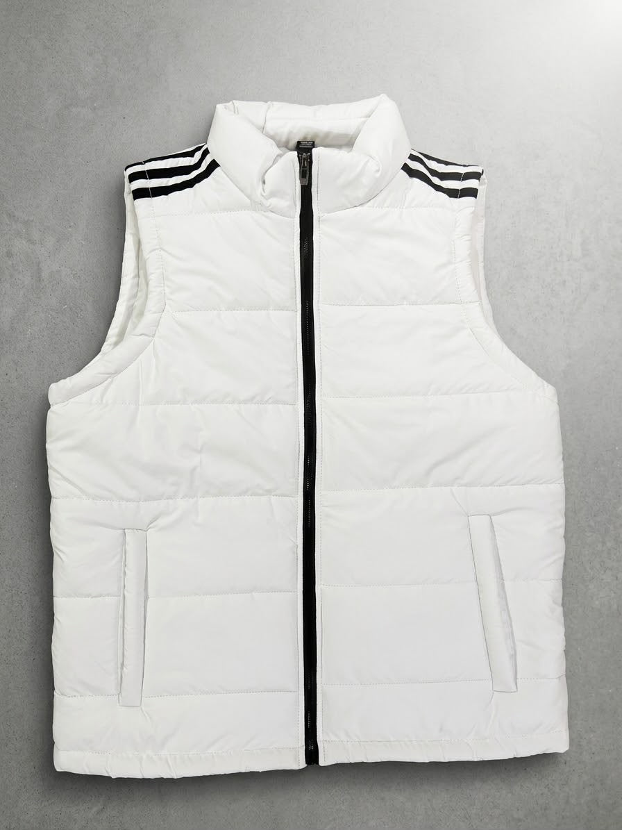 PREMIUM Men’s Half Sleeve Puffer Jacket ZF White Striped