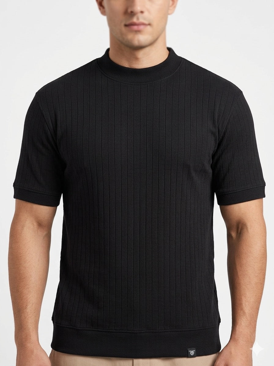 ZF DROP NIDDLE MOCK NECK SHIRT( Black )