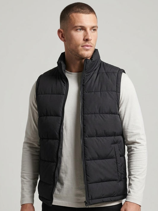PREMIUM Men’s Half Sleeve Puffer Jacket ZF Simple Black