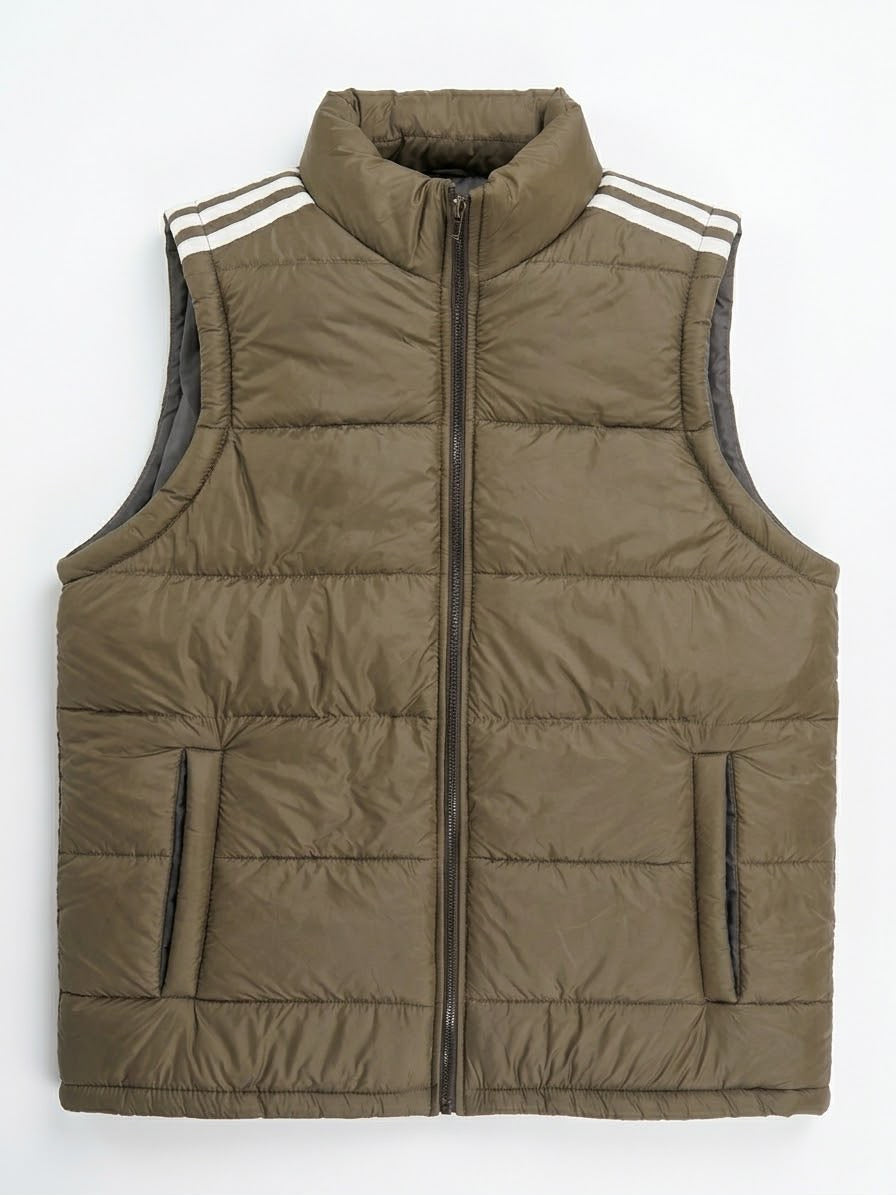 PREMIUM Men’s Half Sleeve Puffer Jacket ZF Army Sage Striped