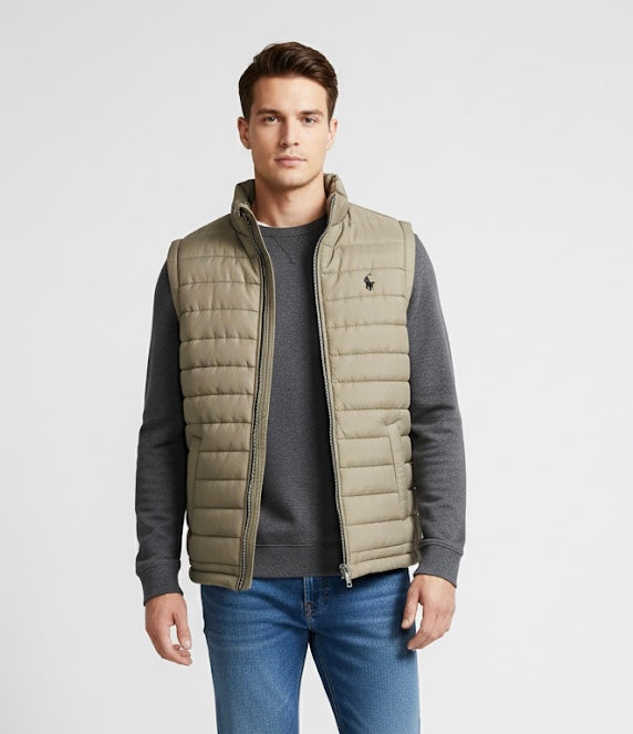 Men’s sleeve less puffer jacket Olive Green polo