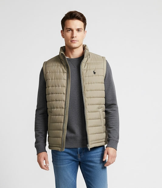 Men’s sleeve less puffer jacket Olive Green polo