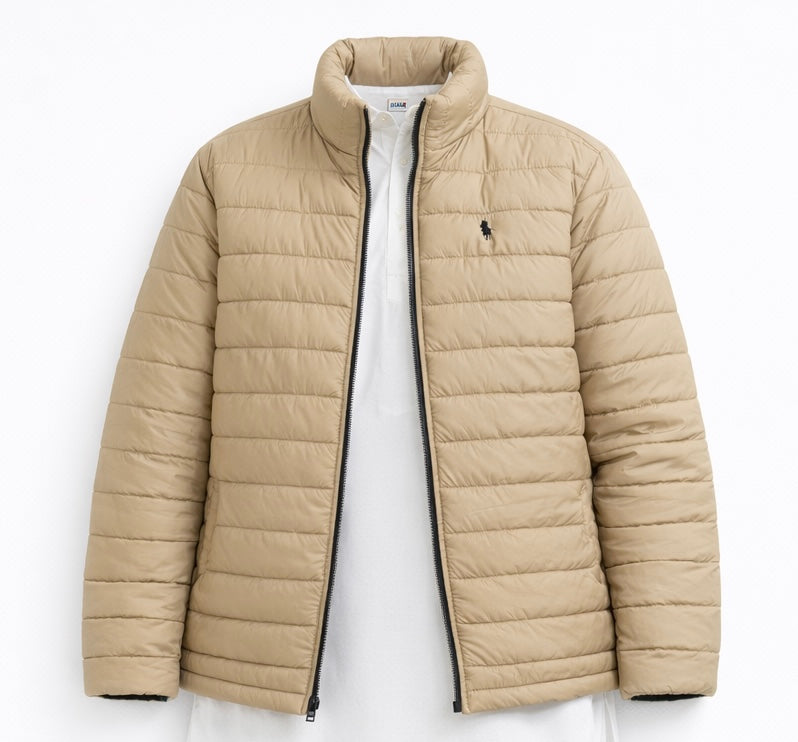 Men’s Full sleeve puffer jacket Beige Polo