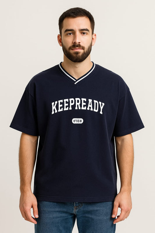Men’s Drop Shoulder V-Neck BLUE Tee (F-00012)