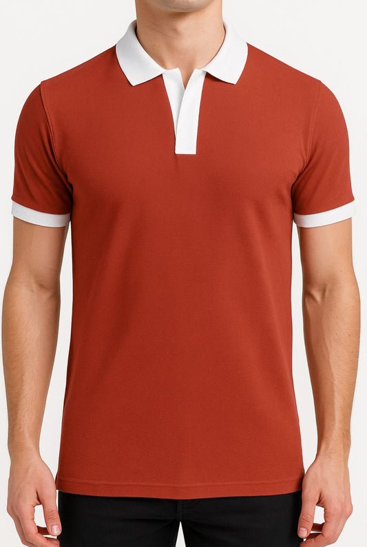 OLD MONEY FLAME ORANGE POLO SOFT COTTON (00021-ZF)