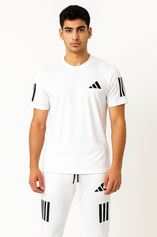 DRY FIT TRACKSUIT WHITE ADI STRIPES (ZF-00026)