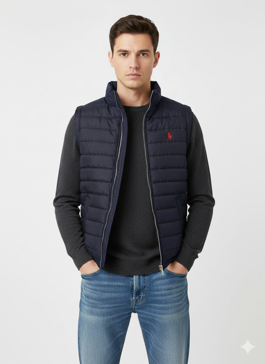 Men’s sleeve less puffer jacket Blue polo