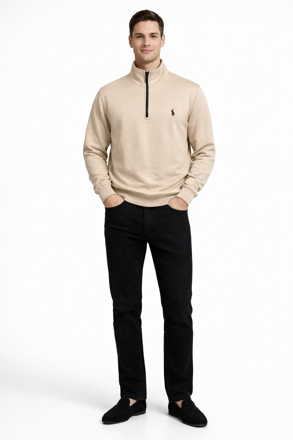 Men’s Quarter Zipper- Beige