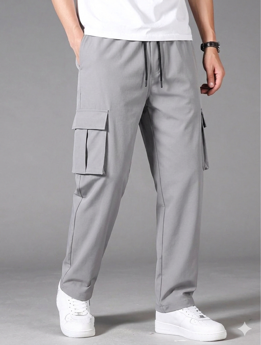 ZF IMPORTED WOOVN TERRY CARGO TROUSER SILVER GREY