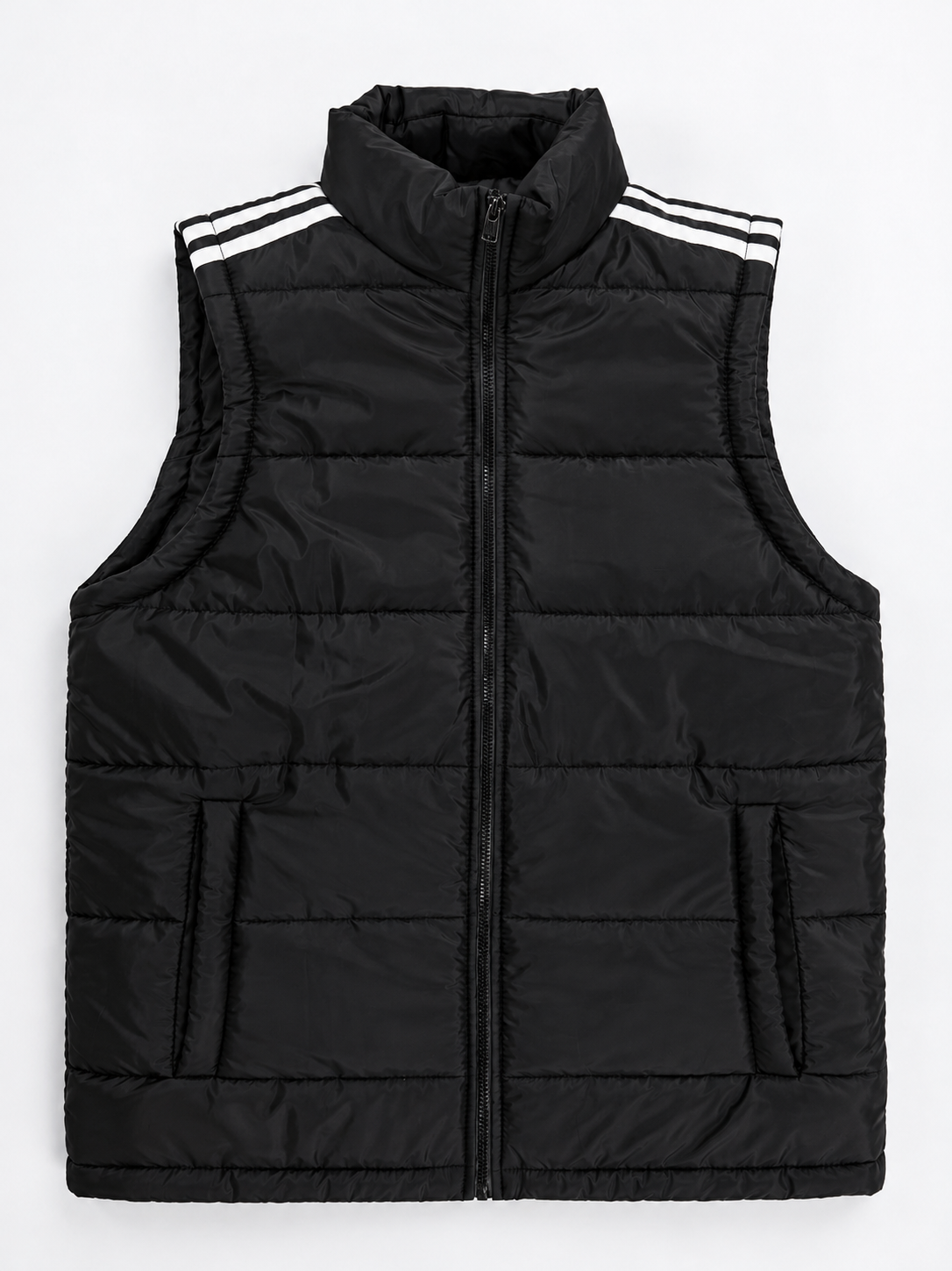 PREMIUM Men’s Half Sleeve Puffer Jacket ZF Black Striped