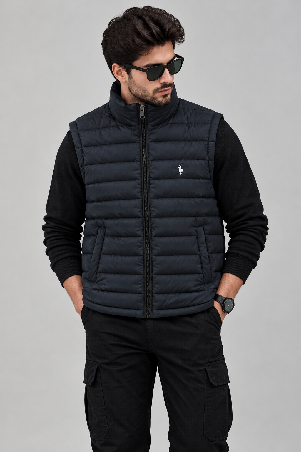 PREMIUM Men’s Half Sleeve Puffer Jacket ZF Deep Blue Polo
