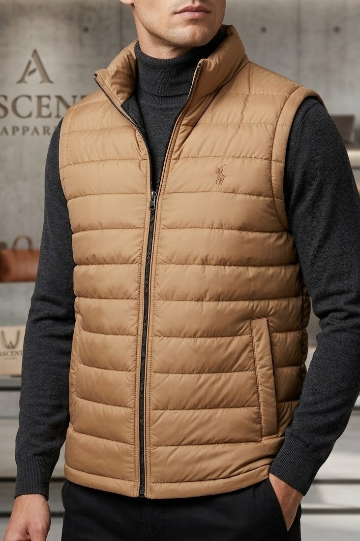 PREMIUM Men’s Half Sleeve Puffer Jacket ZF BEIGE Polo