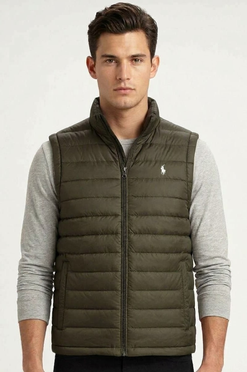 PREMIUM Men’s Half Sleeve Puffer Jacket ZF ARMY SAGE Polo